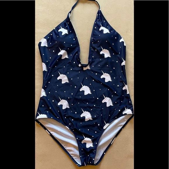 Other - Unicorn halter style low-cut one piece bathing suit
